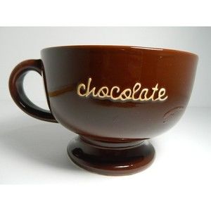 Real Home Chocolate Cup 32oz Large Brown Footed Cup for Cocoa, Coffee, Tea